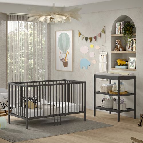 Lit Évolutif 70x140 Et Table à Langer Meryl - Anthracite