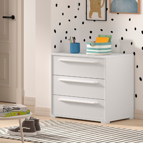 Chiffonnier Sammie 68x43x61cm - 3 Tiroirs - Blanc