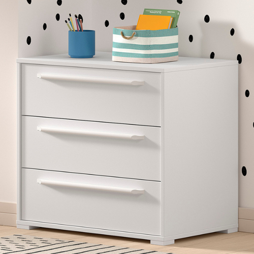 Chiffonnier Sammie 68x43x61cm - 3 Tiroirs - Blanc