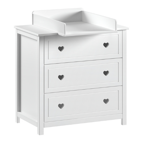 Commode Avec Planche à Langer Amori - 3 Tiroirs - Bois Pin - Blanc