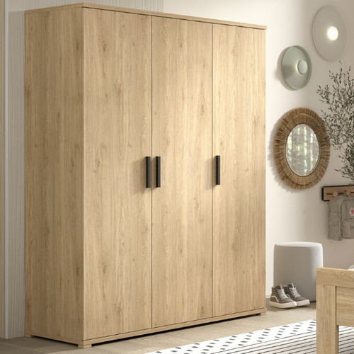 Armoire Sammie - 150x59x199cm - 3 Portes - Décor Chêne