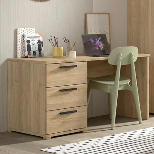 Bureau Sammie - 140x65x74cm - Avec Trois Tiroirs - Décor Chêne