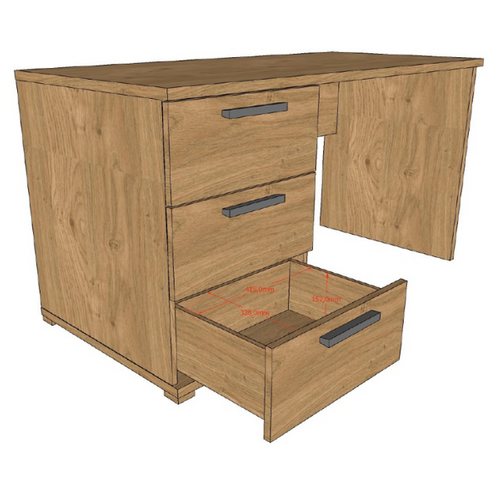 Bureau Sammie - 140x65x74cm - Avec Trois Tiroirs - Décor Chêne