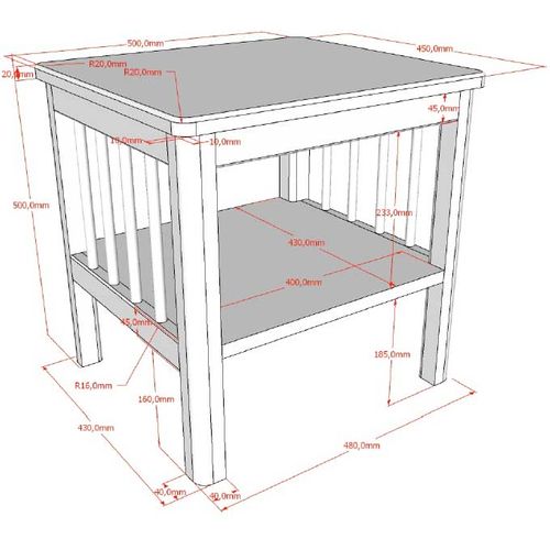 Table De Chevet Forrest - Avec Étagère - Bois De Hêtre Massif - Blanc