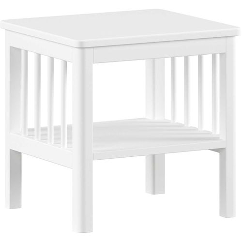 Table De Chevet Forrest - Avec Étagère - Bois De Hêtre Massif - Blanc