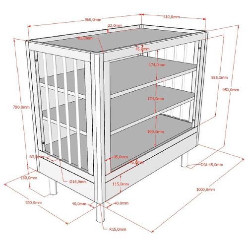 Table à Langer Forrest - 100x55x95cm - Bois De Hêtre Massif
