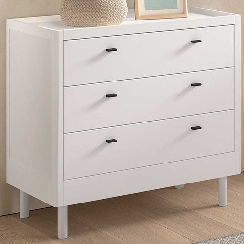 Commode Forrest - 3 Tiroirs - Bois De Hêtre Massif - Blanc