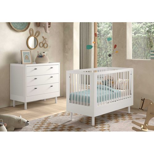 Commode Forrest - 3 Tiroirs - Bois De Hêtre Massif - Blanc