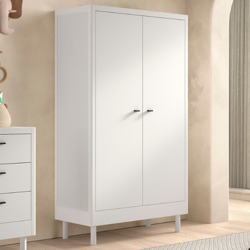 Armoire Forrest - 2 Portes - Bois De Hêtre Massif - Blanc