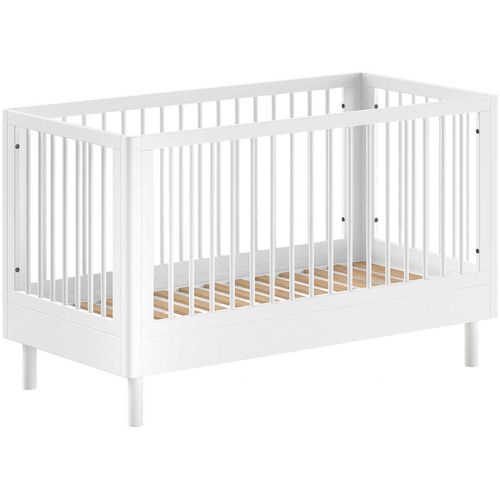 Lit De Bébé Forrest 70x140cm - Réglable - Bois De Hêtre Blanc