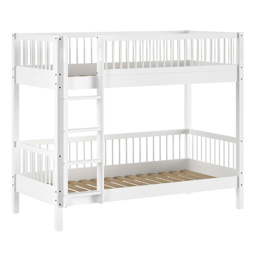 Lit Superposé Forrest 90x200cm Avec Barrière De Lit - Bois De Hêtre Blanc