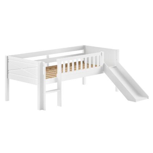 Lit Mi-hauteur Scottie 90x200cm - Avec Toboggan - Bois De Pin Blanc
