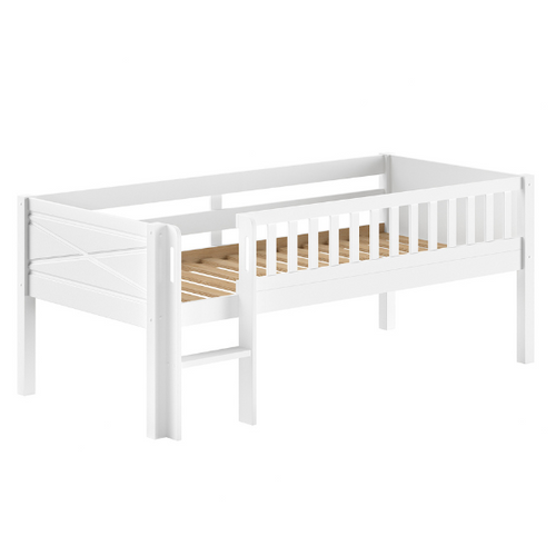 Lit Mi-hauteur Scottie 90x200cm - Avec Tiroirs De Rangment - Bois De Pin Blanc