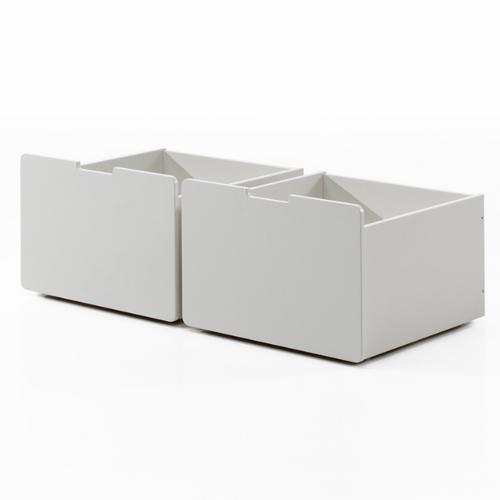 Lit Mi-hauteur Scottie 90x200cm - Avec Toboggan Et Tiroirs De Rangment - Bois De Pin Blanc