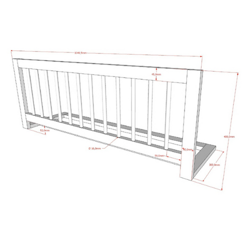 Lit Banquette Forrest 90x200cm Avec Barrière Et Tiroir De Lit - Bois De Hêtre Blanc