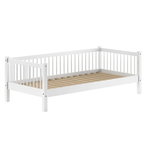 Lit Cabane Forrest 90x200cm Avec Barrière - Bois De Hêtre Blanc