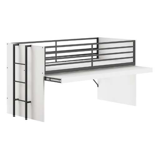 Lit Mi-hauteur Sammie 90x200cm - Avec Bureau Et Commodes - Blanc