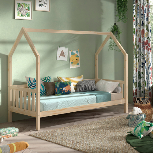 Maison-lit Home - 90x200cm - Avec Barrière - Bois De Pin