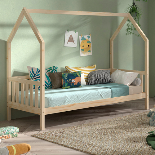 Maison-lit Home - 90x200cm - Avec Barrière - Bois De Pin