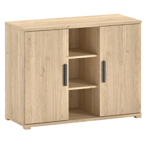 Commode Sammie - Avec Planche à Langer - Avec Deux Portes - Décor Chêne