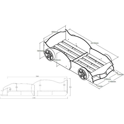 Lit Voiture Max 90x200cm - Rouge