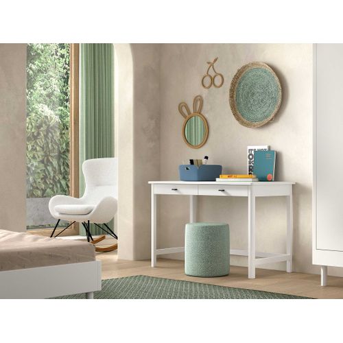 Bureau Forrest - 120x60x77cm - Avec Deux Tiroirs - Bois De Hêtre Blanc