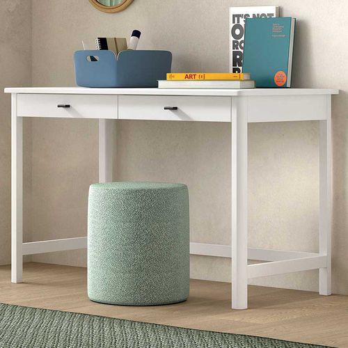 Bureau Forrest - 120x60x77cm - Avec Deux Tiroirs - Bois De Hêtre Blanc