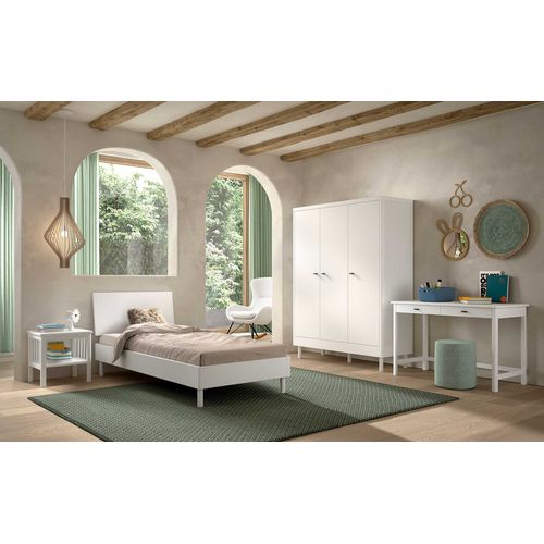 Bureau Forrest - 120x60x77cm - Avec Deux Tiroirs - Bois De Hêtre Blanc