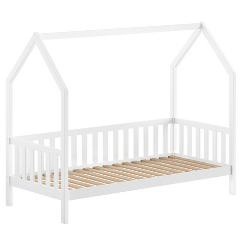 Maison-lit Home - 90x200cm - Avec Barrière - Avec Tiroir - Bois De Pin Blanc