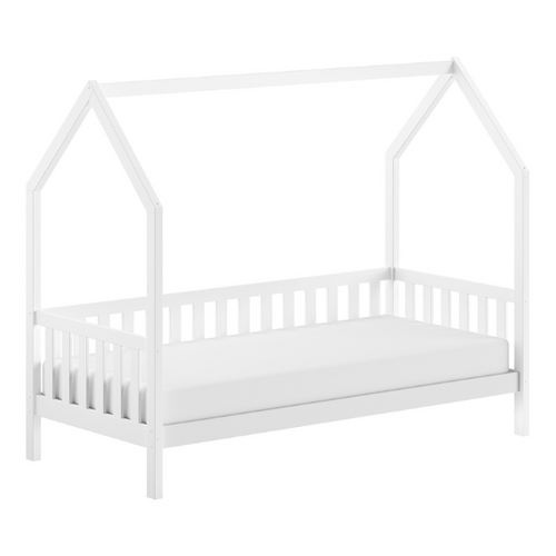 Maison-lit Home - 90x200cm - Avec Barrière - Avec Tiroir - Bois De Pin Blanc