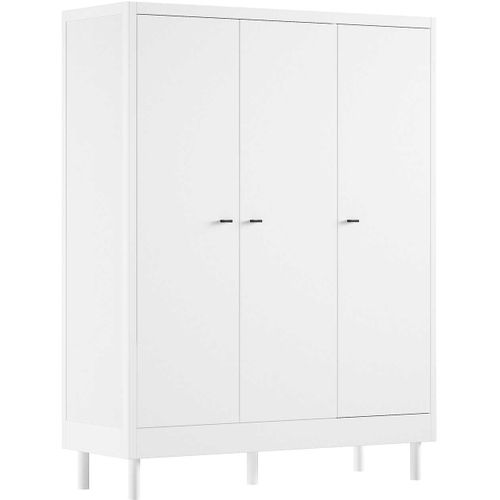 Armoire Forrest - 3 Portes - Bois De Hêtre Massif - Blanc
