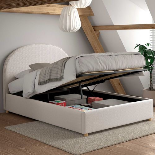 Lit Double Maeva - 140x200cm - Avec Rangement - Blanc