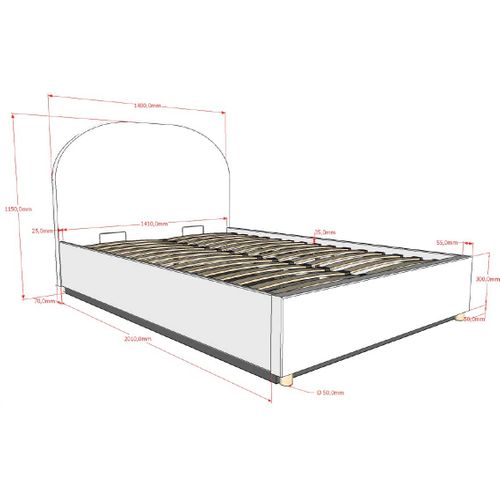 Lit Double Maeva - 140x200cm - Avec Rangement - Blanc