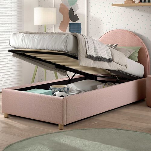 Lit Simple Maeva - 90x200cm - Avec Rangement - Rose