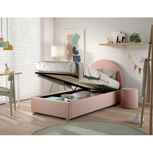 Lit Simple Maeva - 90x200cm - Avec Rangement - Rose