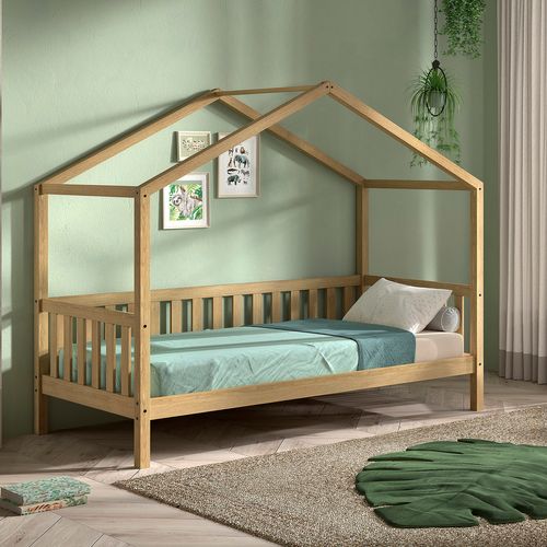 Lit Cabane Dallas - 90x200 - Bois Chêne Massif