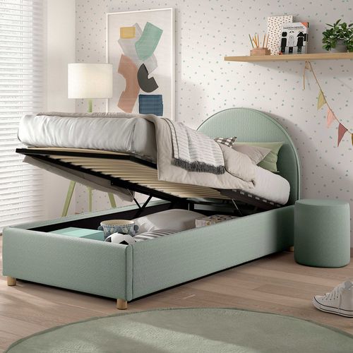 Lit Simple Maeva Avec Table De Chevet - 90x200cm - Avec Rangement - Vert