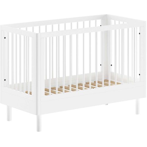 Lit De Bébé Forrest 60x120cm - Réglable - Bois De Hêtre Blanc