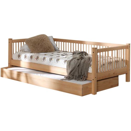 Lit Banquette Forrest 90x200cm Avec Lit Gigogne - Bois De Hêtre