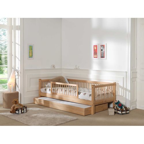 Lit Banquette Forrest 90x200cm Avec Barrière Et Tiroir De Lit - Bois De Hêtre