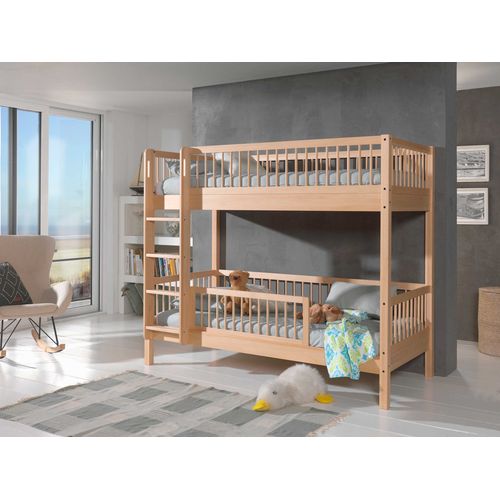 Lit Superposé Forrest 90x200cm Avec Barrière De Lit - Bois De Hêtre