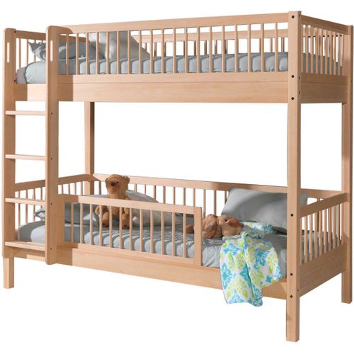 Lit Superposé Forrest 90x200cm Avec Barrière De Lit - Bois De Hêtre