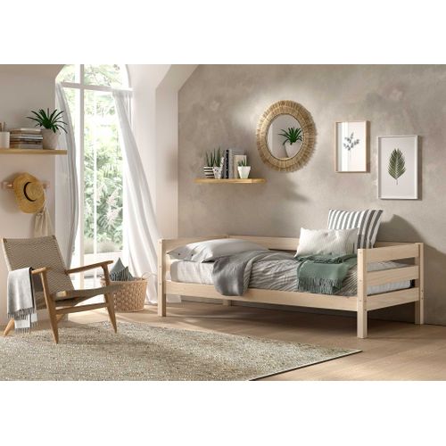 Lit Banquette Maggie - Avec Tiroir De Lit - 90 X 200cm - Bois Pin Massif - Milky Pine