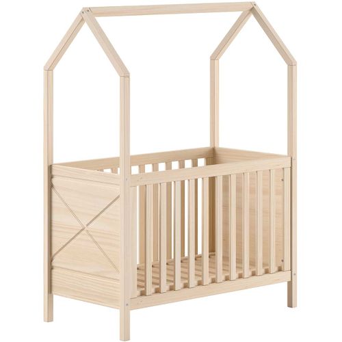 Lit Bébé Scottie - 60x120cm - Sommier à Lattes Réglable - Bois Pin Massif