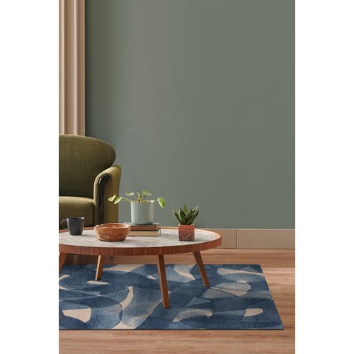 Tapis De Salon Moderne Tissé Plat Tirana En Polyester - Bleu - 200x280 Cm