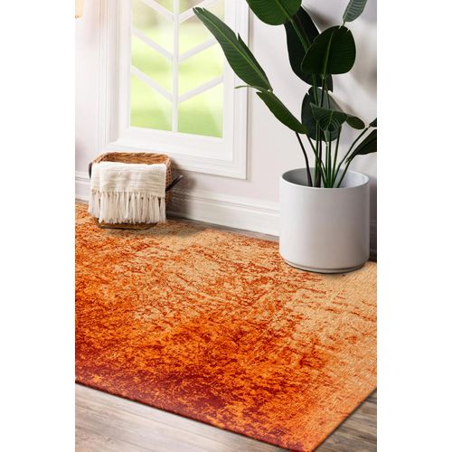Tapis De Salon Moderne Tissé Plat Stew En Polyester - Orange - 80x150 Cm