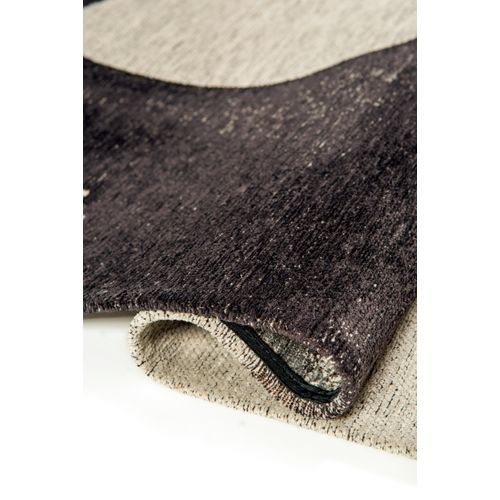 Tapis De Salon Moderne Tissé Plat Yoyo En Polyester - Noir - 140x200 Cm