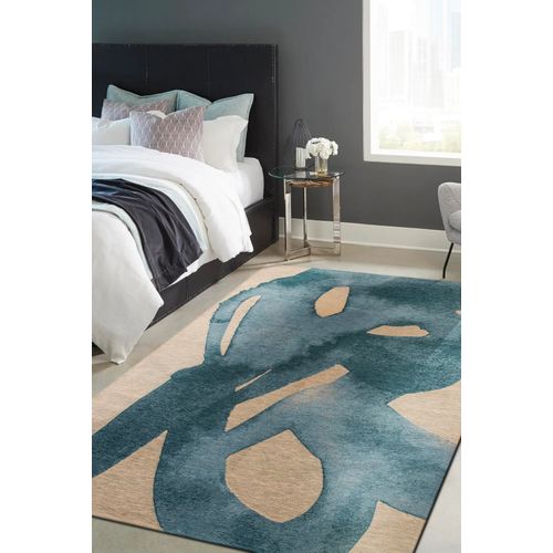 Tapis De Salon Moderne Tissé Plat Yoyo En Polyester - Bleu - 200x280 Cm