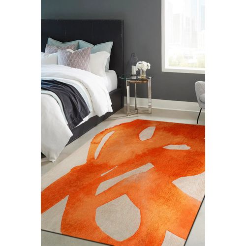 Tapis De Salon Moderne Tissé Plat Yoyo En Polyester - Orange - 170x240 Cm