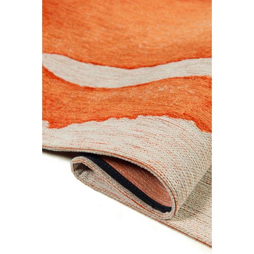 Tapis De Salon Moderne Tissé Plat Yoyo En Polyester - Orange - 170x240 Cm